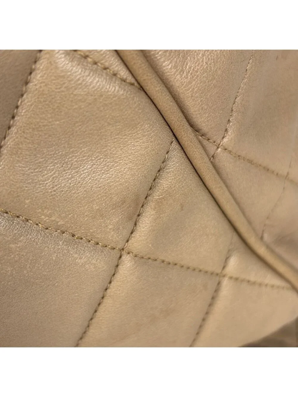Chanel Backpack Quilted CC Logo Leather Beige